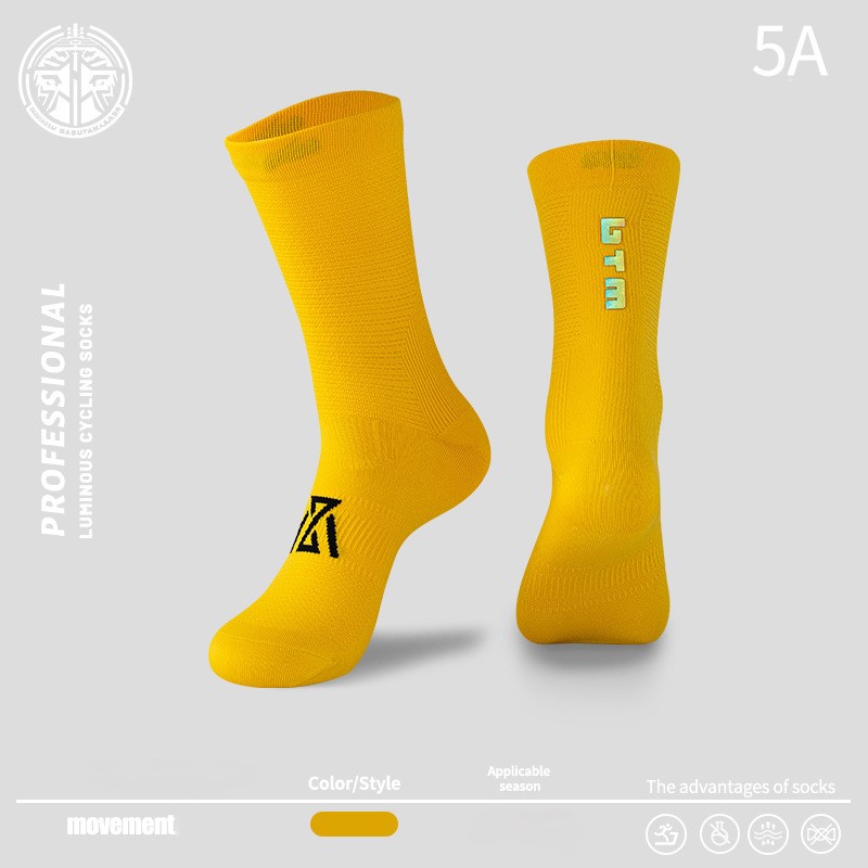 ถุงเท้าวิ่งครึ่งแข้ง ถุงเท้าเรืองแสง สำหรับวิ่งมาราธอน หนานุ่มใส่สบายระบายอากาศดี เรืองแสงในที่มืด (N05)