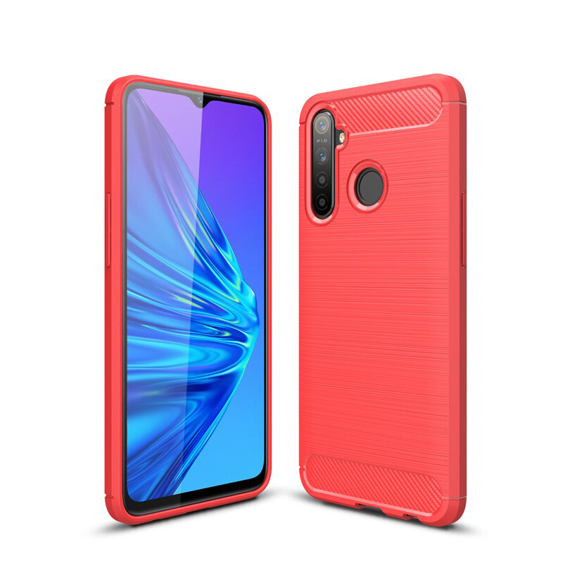 Case Realme 5/5s #เคสฝาหลัง TPU นิ่มคาร์บอนไฟเบอร์ผิวแบบขัดแปรง