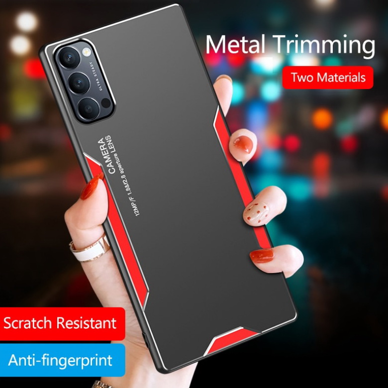 Case OPPO Reno 4 Pro 5G #เคสฝาหลังไฮบริด Metal +TPU Shockproof metal back plate Phone Back Cover