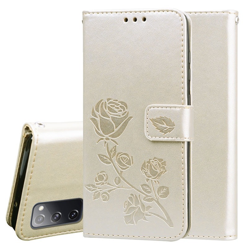 เคส Samsung Galaxy S20 FE / S20 FE 5G #เคสฝาพับหนัง PU ลายดอกกุหลาบแบบกระเป๋าสตางค์ Imprinted Rose Leather