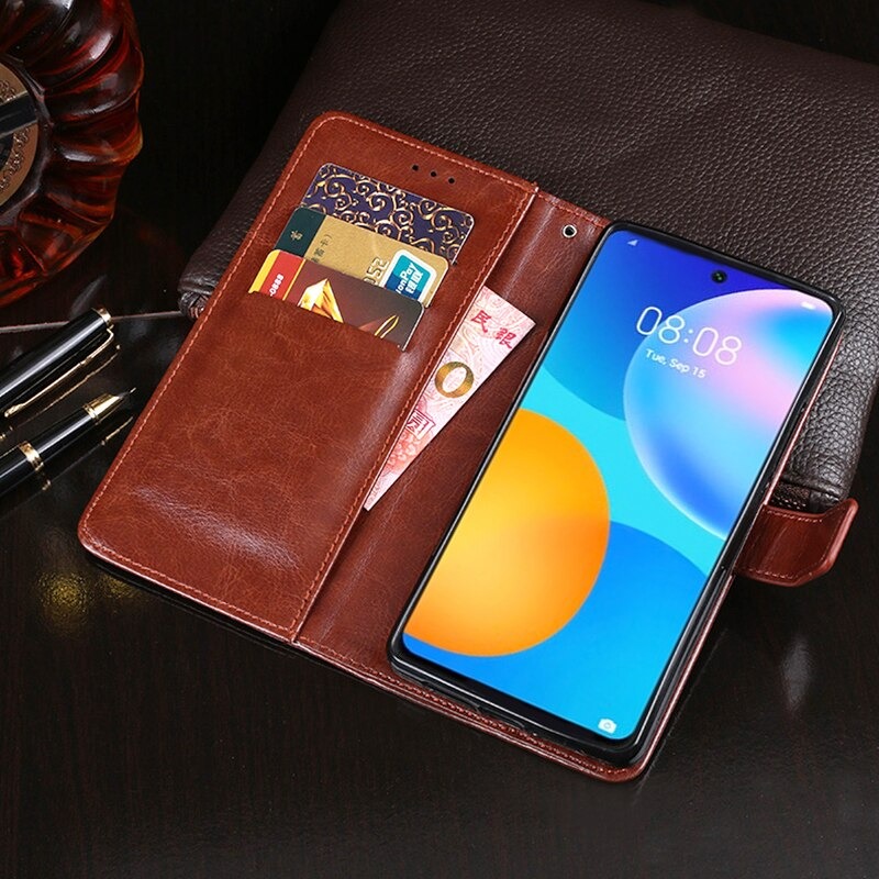 Case Huawei Y7a #เคสฝาพับแบบกระเป๋าสตางค์หนัง PU ผิวหนังม้า Crazy Horse