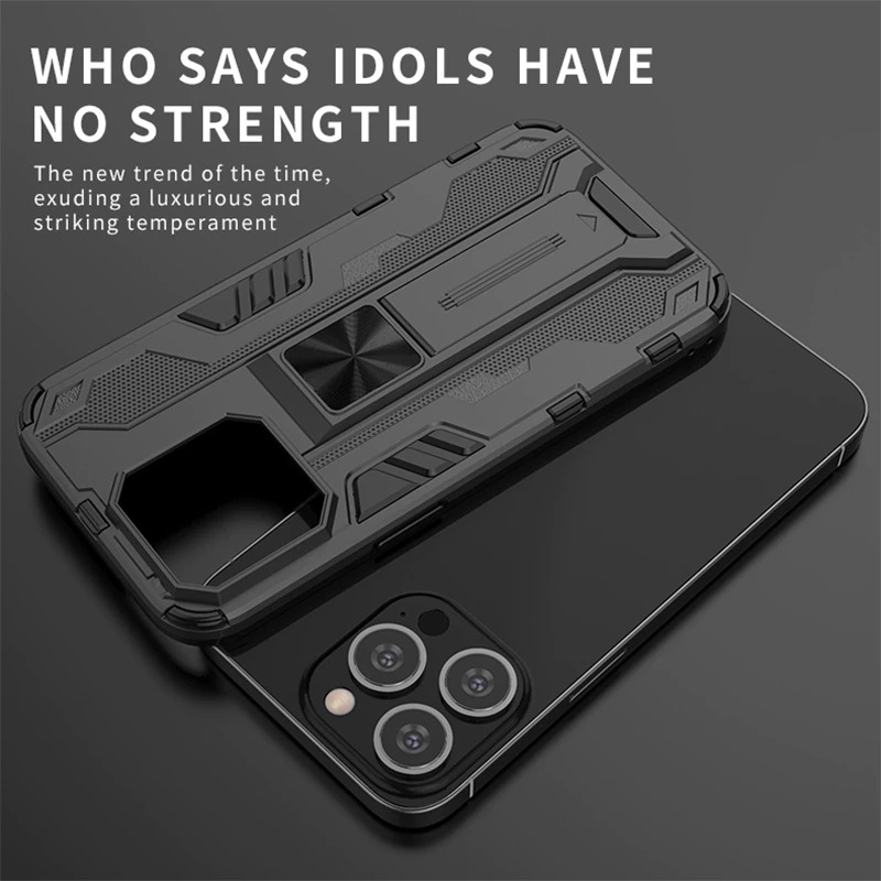 เคส iPhone 13 Pro Max#เคสฝาหลังพลาสติก ไฮบริด TPU + Kickstand