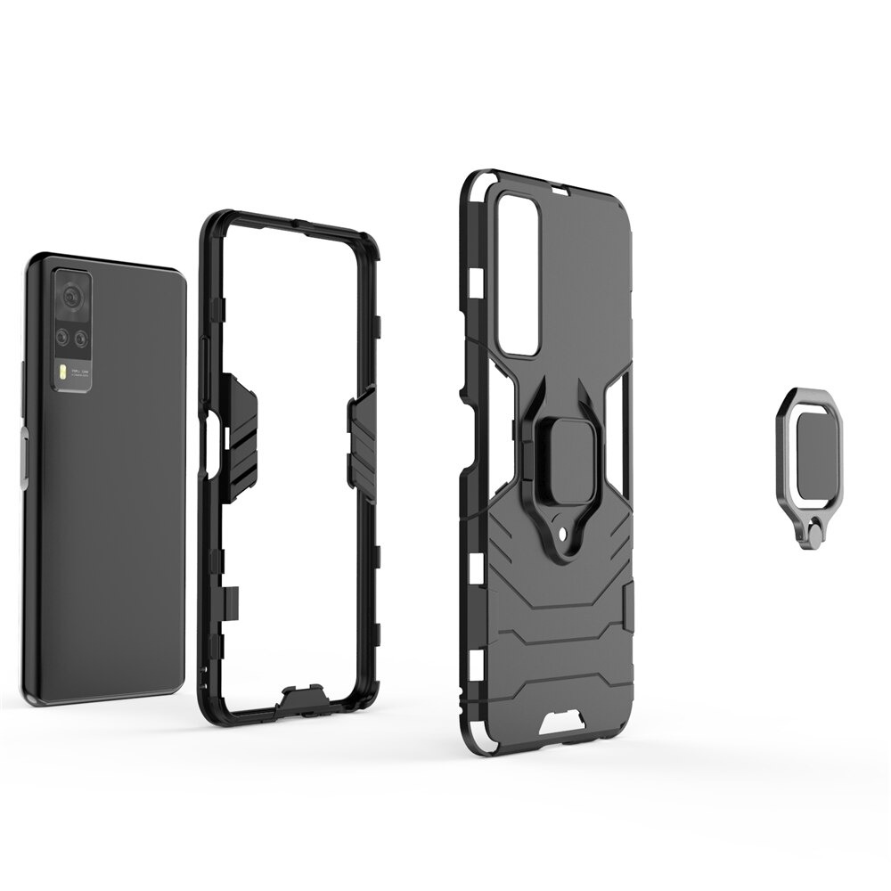 เคส Vivo Y31 2021 #เคสฝาหลังพลาสติกแข็ง +TPU Hybrid Case มีแหวนสวมนิ้วโลหะ