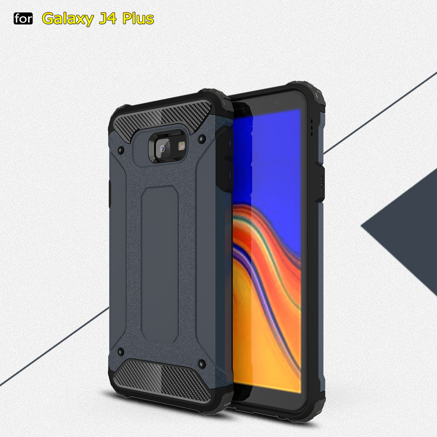 เคส Samsung Galaxy J4+ #เคสฝาหลังเกราะป้องกัน ไฮบริด พลาสติก+TPU