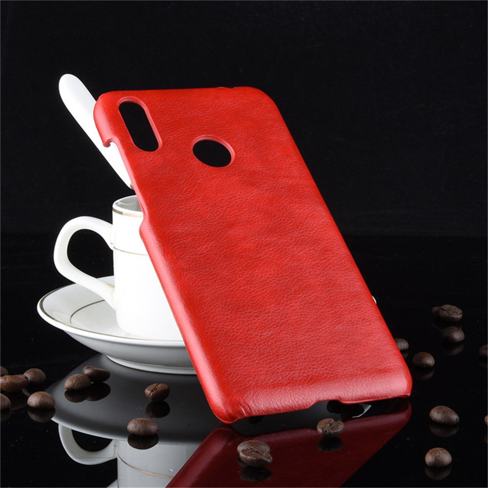 เคส Asus Zenfone Max (M2) ZB633KL #เคสฝาหลังพลาสติกแข็งเคลือบหนัง PU ลายผิวลิ้นจี่ Litchi Skin Leather Coated