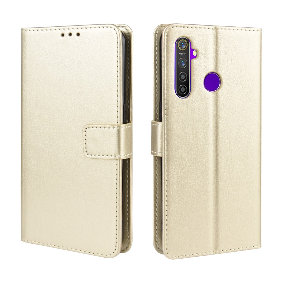 Case Realme 5i/ 5/5s #เคสฝาพับหนัง PU ผิวหนังม้า Crazy Horse Texture Leather Wallet