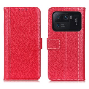 Case Xiaomi Mi 11 Ultra #เคสฝาพับหนังแยกผิวลิ้นจี่ แถบปิดแม่เหล็ก