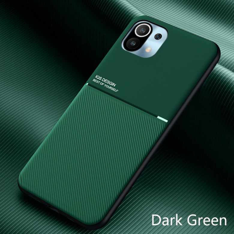 เคส Xiaomi Mi 11 #เคสแบบฝาหลัง TPU เคลือบหนัง PU สไตล์ธุรกิจที่เรียบง่ายมีแผ่นเหล็กในตัว Minimalist Business Style Leather Coated TPU Built-in metal magnetic plate