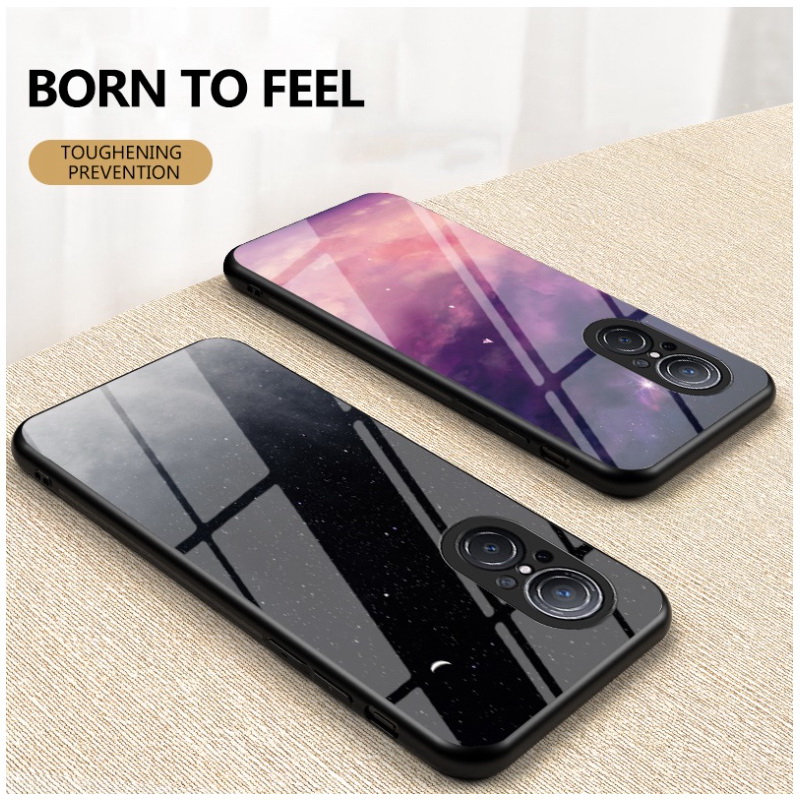 เคส Huawei Nova 9 SE #เคสฝาหลัง Gradient Color Glass + PC + TPU Hybrid Case