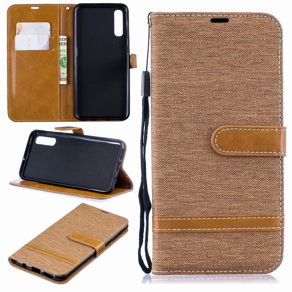 Case Samsung Galaxy A70 #เคสฝาพับหนัง PU พร้อมสายคล้องมือ สีสันสดใส