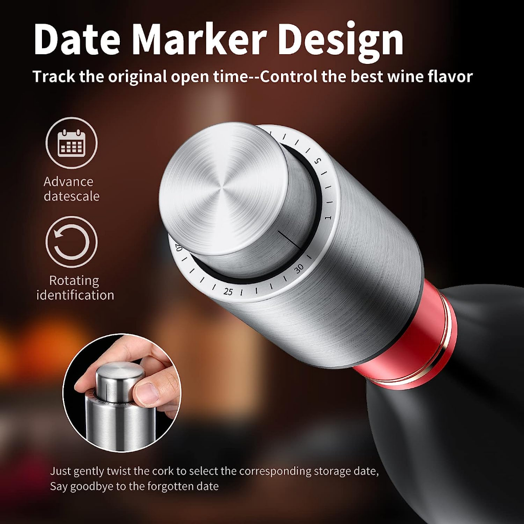 (Hanlomele) Wine Bottle Stoppers Stainless Steel Wine Savers 2 Pack จุกขวดไวน์ จุกไวน์สูญญากาศ ที่เก็บไวน์สแตนเลส