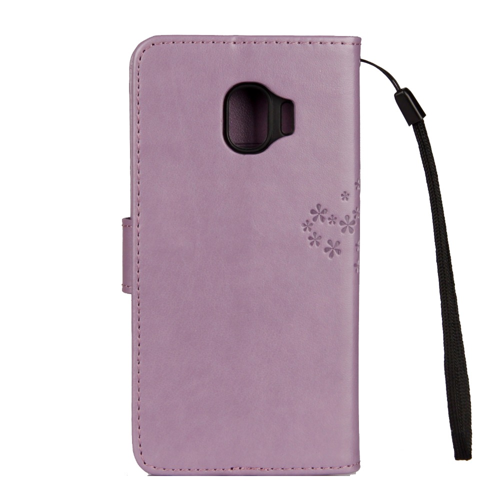 เคส Galaxy J2 Pro 2018 5 นิ้ว #เคสฝาพับสไตล์กระเป๋าสตางค์หนัง PU ปั้มลายนูนรูปต้นไม้มีช่องใส่บัตรสีสันสวยงาม