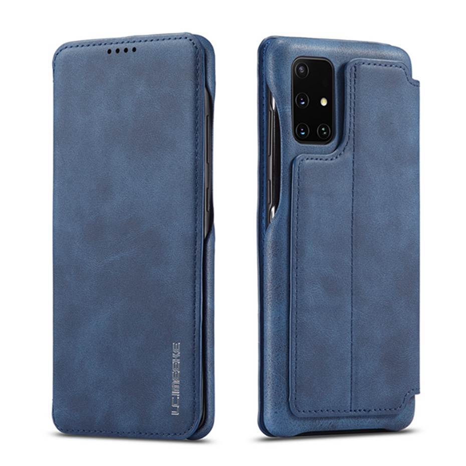 Case Samsung Galaxy A51 #เคสฝาพับหนัง PU มีช่องใส่บัตร LC.IMEEKE Retro Style Leather Card Holder