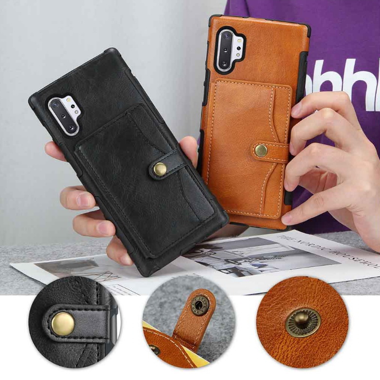Case Samsung Galaxy Note 10+ #เคสแบบฝาหลัง TPU เคลือบหนัง PU มีที่เก็บบัตร PU Leather Coated TPU Card Holder