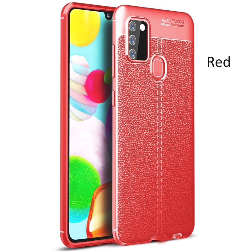 เคส Samsung Galaxy A21s #เคสฝาหลัง TPU ผิวลิ้นจี่ช่วยป้องกันลายนิ้วมือและกันลื่นได้ดี