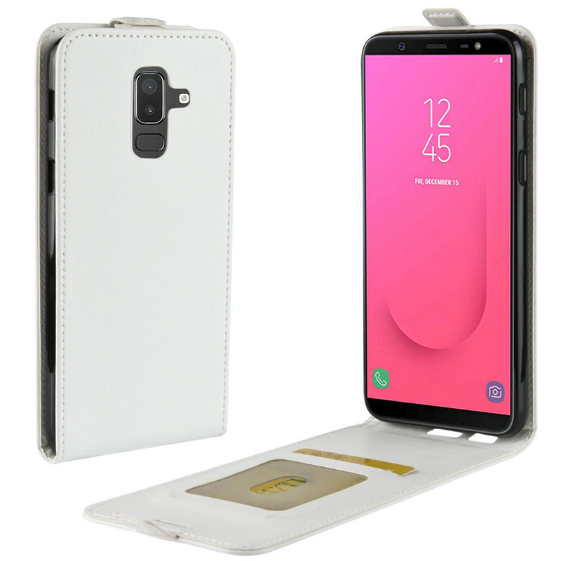 Case Samsung Galaxy J8 (2018) #เคสฝาพับหนัง PU ผิวหนังม้าแนวตั้ง Crazy Horse Vertical Leather