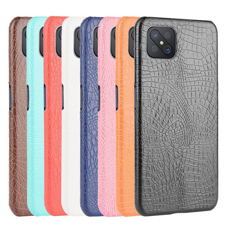 เคส OPPO Reno 4 Z 5G #เคสฝาหลังพลาสติกแข็งเคลือบหนัง PU ลายผิวหนังจระเข้