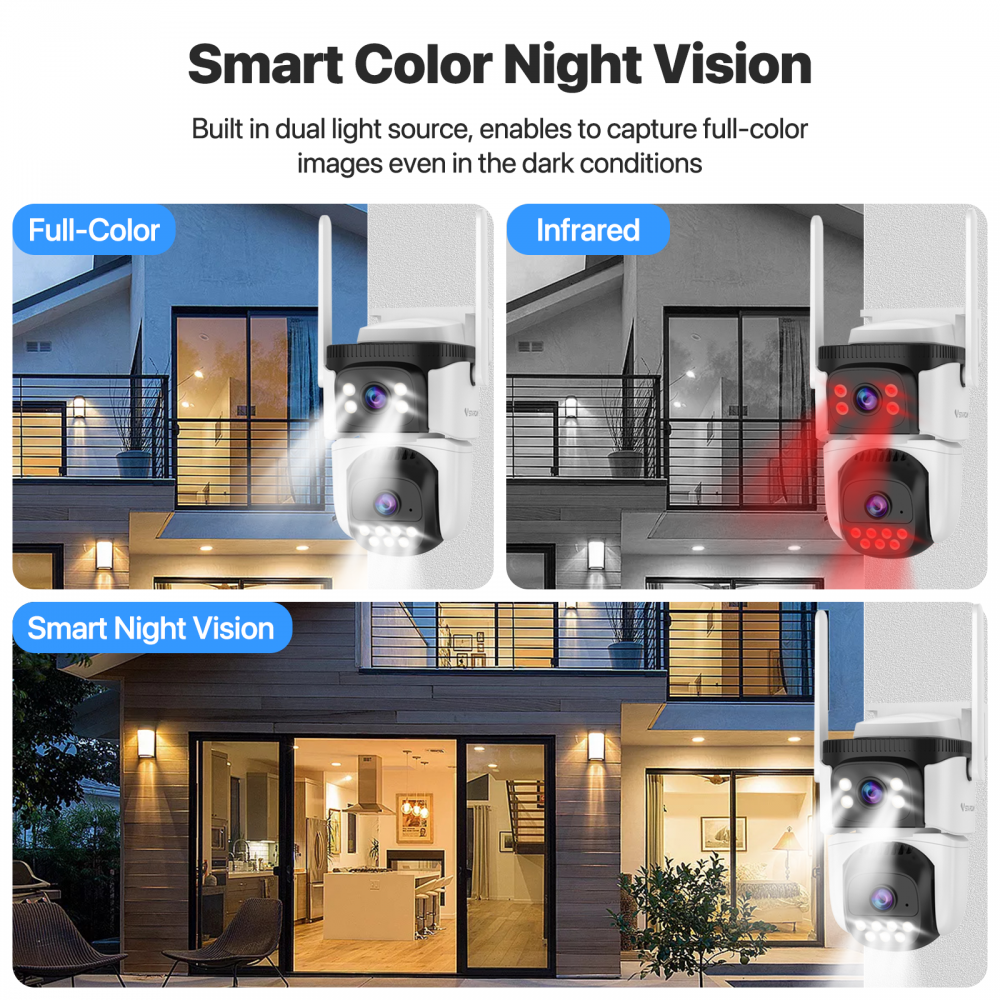 Vstarcam Vstarcam กล้องวงจรปิดภายนอก2เลนส์ รุ่นCS621DR คมชัด3ล้านพิกเซล ภาพคมชัดทั้งกลางวันกลางคืนมีWIFIในตัว ขาว