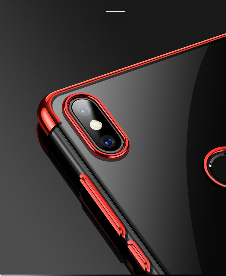 Case Xiaomi Mi 8 (6.21-inch) #เคสฝาหลังใสนิ่มขอบสีชุบเงาเหมือนโลหะคุณภาพดีราคาเบาๆสบายกระเป๋า