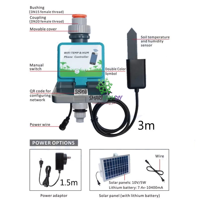 WiFI Smart Watering Irrigation + Solar Cell ระบบรดน้ำเซนเซอร์วัดความชื้นดิน
