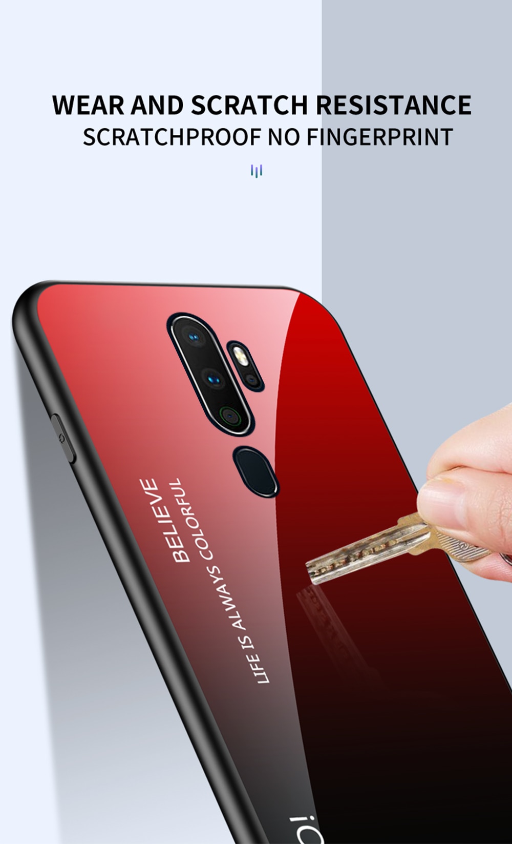 Case OPPO A9 2020 /A5 (2020) #เคสฝาหลัง Gradient Color Glass + PC + TPU Hybrid Case