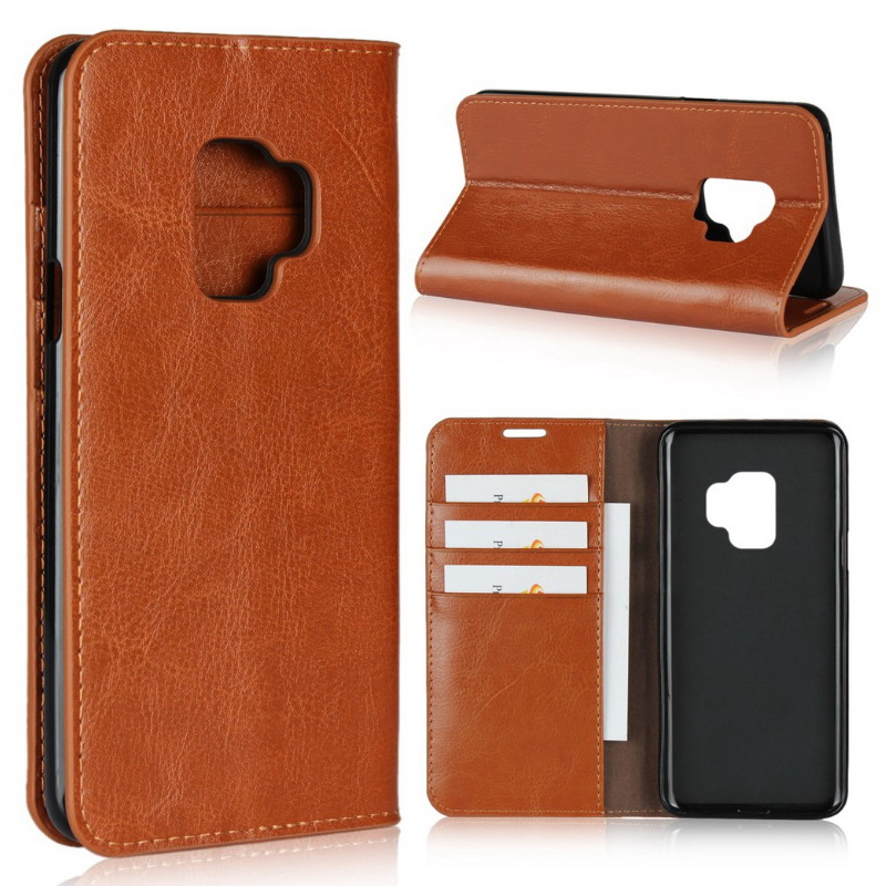 Case Samsung Galaxy S9 #เคสฝาพับแบบกระเป๋าสตางค์คุณภาพดี Crazy Horse Genuine Leather Cover