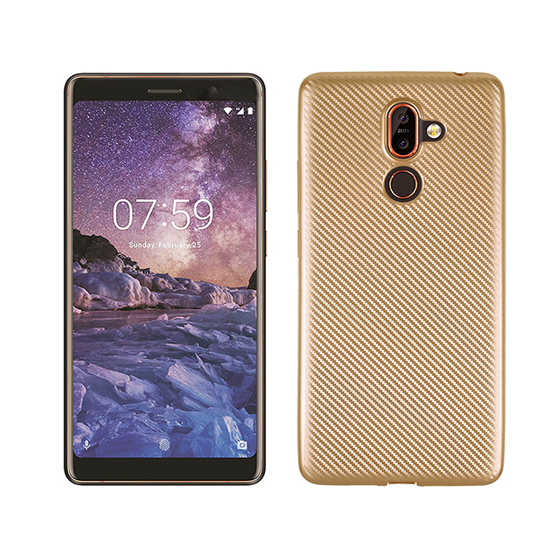 เคส Nokia 7 plus #เคสฝาหลังนิ่ม Soft TPU ผิวคาร์บอนไฟเบอร์ป้องกันลายนิ้วมือ