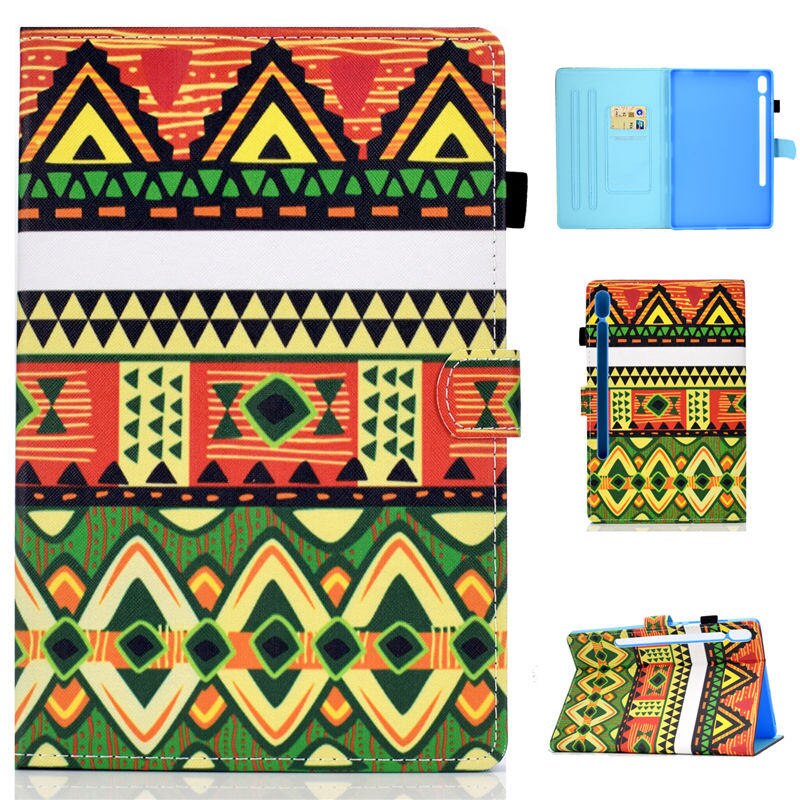 Case Samsung Galaxy Tab S7 SM-T870 SM-T875 #เคสฝาพับหนัง PU พิมพ์ลาย Pattern Printing Stand Leather