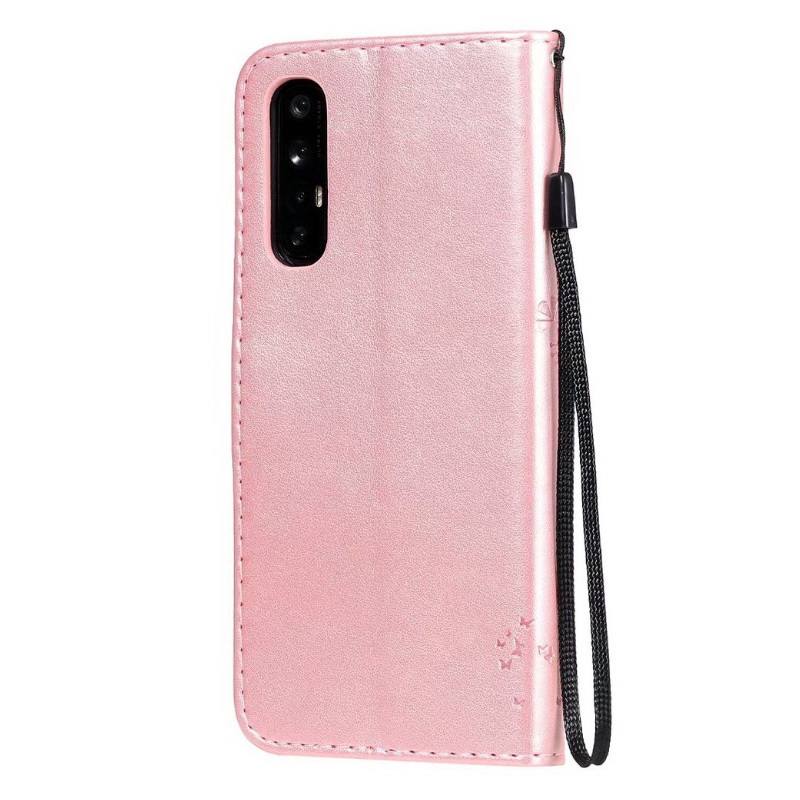 เคส OPPO Reno 3 Pro 4G 6.4 นิ้ว #เคสฝาพับหนัง PU พิมพ์ลาย Imprint Cat and Tree Pattern Leather Protection Cover