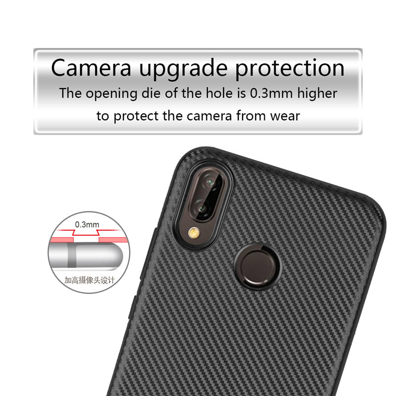 เคส Huawei P20 Lite / Nova 3e #เคสฝาหลัง TPU นิ่มแบบคาร์บอนไฟเบอร์ Soft Skin Case