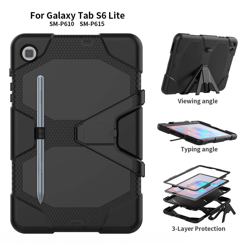 เคส Samsung Galaxy Tab S6 Lite 10.4 SM-P610 P615 P617 #เคสไฮบริดกันกระแทก ซิลิโคน+พลาสติกกันกระแทกมีขาตั้ง Shockproof Heavy Duty Armor