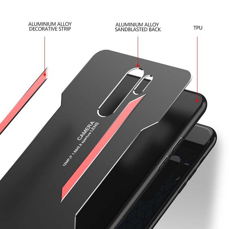 เคส Redmi 9 #เคสฝาหลังไฮบริด Metal +TPU Shockproof metal back plate Phone Back Cover