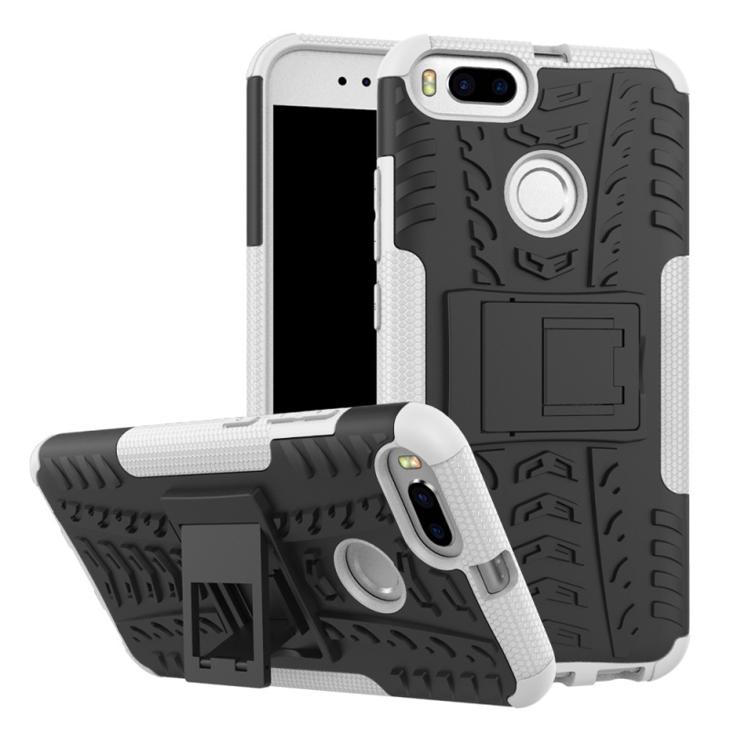 เคส Xiaomi Mi A1 #เคสฝาหลังไฮบริดรูปแบบยางรถยนต์ Kickstand TPU + PC 2 in 1 สีสันสวยงาม