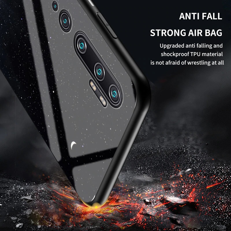 เคส Xiaomi Mi Note 10 Pro #เคสฝาหลัง Gradient Color Glass + PC + TPU Hybrid Case