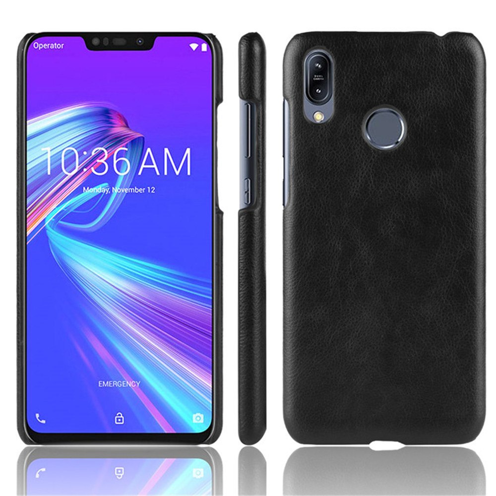 เคส Asus Zenfone Max (M2) ZB633KL #เคสฝาหลังพลาสติกแข็งเคลือบหนัง PU ลายผิวลิ้นจี่ Litchi Skin Leather Coated