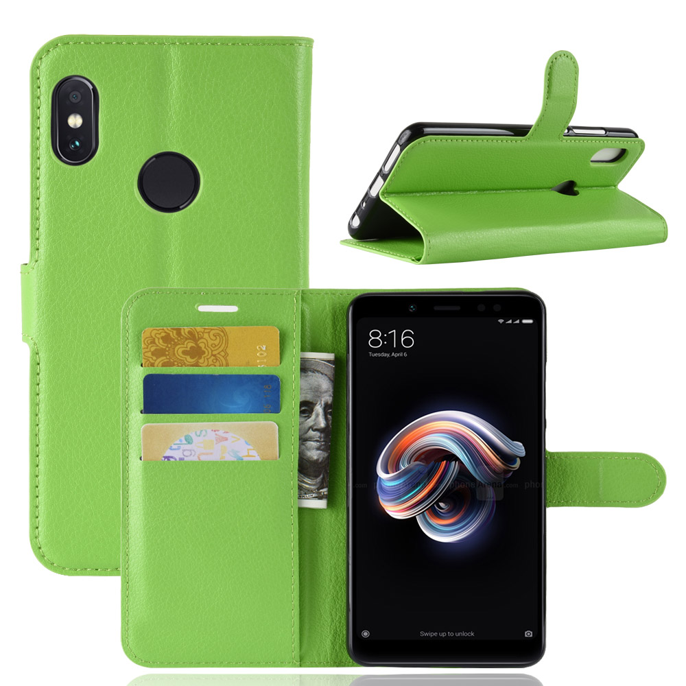 เคส Xiaomi Redmi Note 5 #เคสฝาพับสไตล์กระเป๋าสตางค์หนัง PU ผิวลิ้นจี่สีสันสวยงามทันสมัย