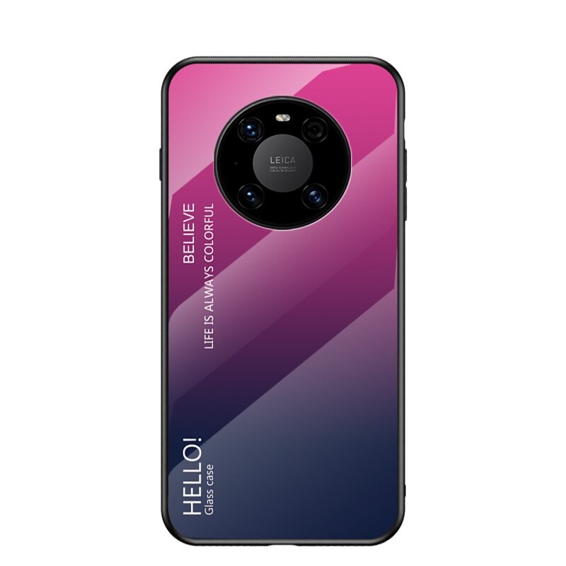 เคส Huawei Mate 40 Pro #เคสฝาหลัง Gradient Color Glass + PC + TPU Hybrid Case