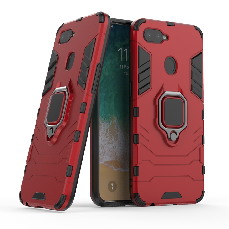 เคส OPPO A7 / A5s / AX5s #เคสฝาหลังพลาสติกแข็ง +TPU Hybrid Case มีแหวนสวมนิ้วโลหะ (สินค้าพร้อมส่ง)