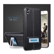 เคส Huawei Y6 II / Y6II / Honor 5A #เคสฝาหลัง Litchi Grain Soft TPU พร้อม Metal Kickstand (แบบแผ่นโลหะ Magnetic Holder)