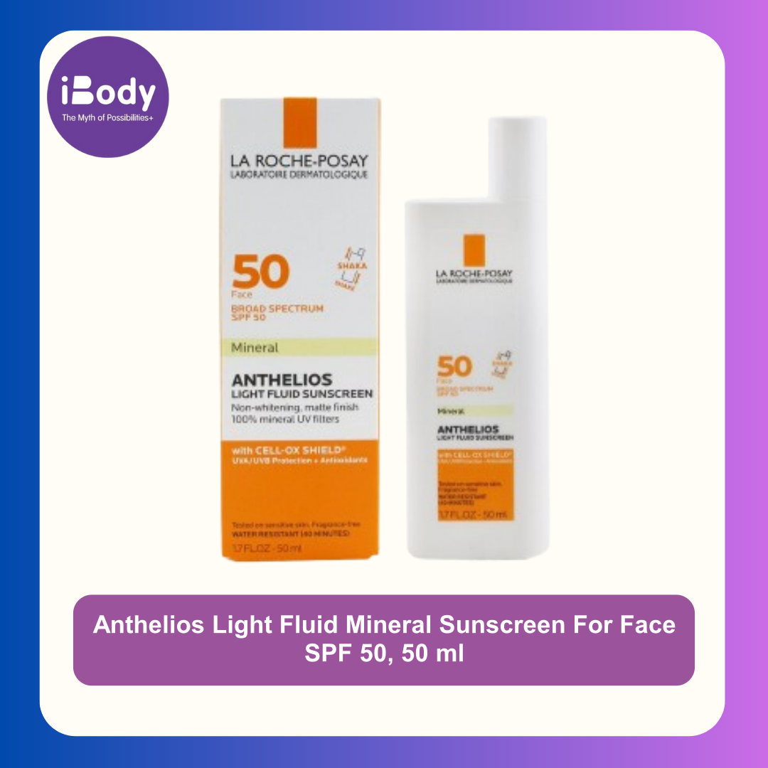 ลาโรช-โพเซย์ แอนเทลิโอส ครีมกันแดด สำหรับผิวหน้า Anthelios Light Fluid Mineral Sunscreen For Face SPF 50, 50 ml (La Roche-Posay®)
