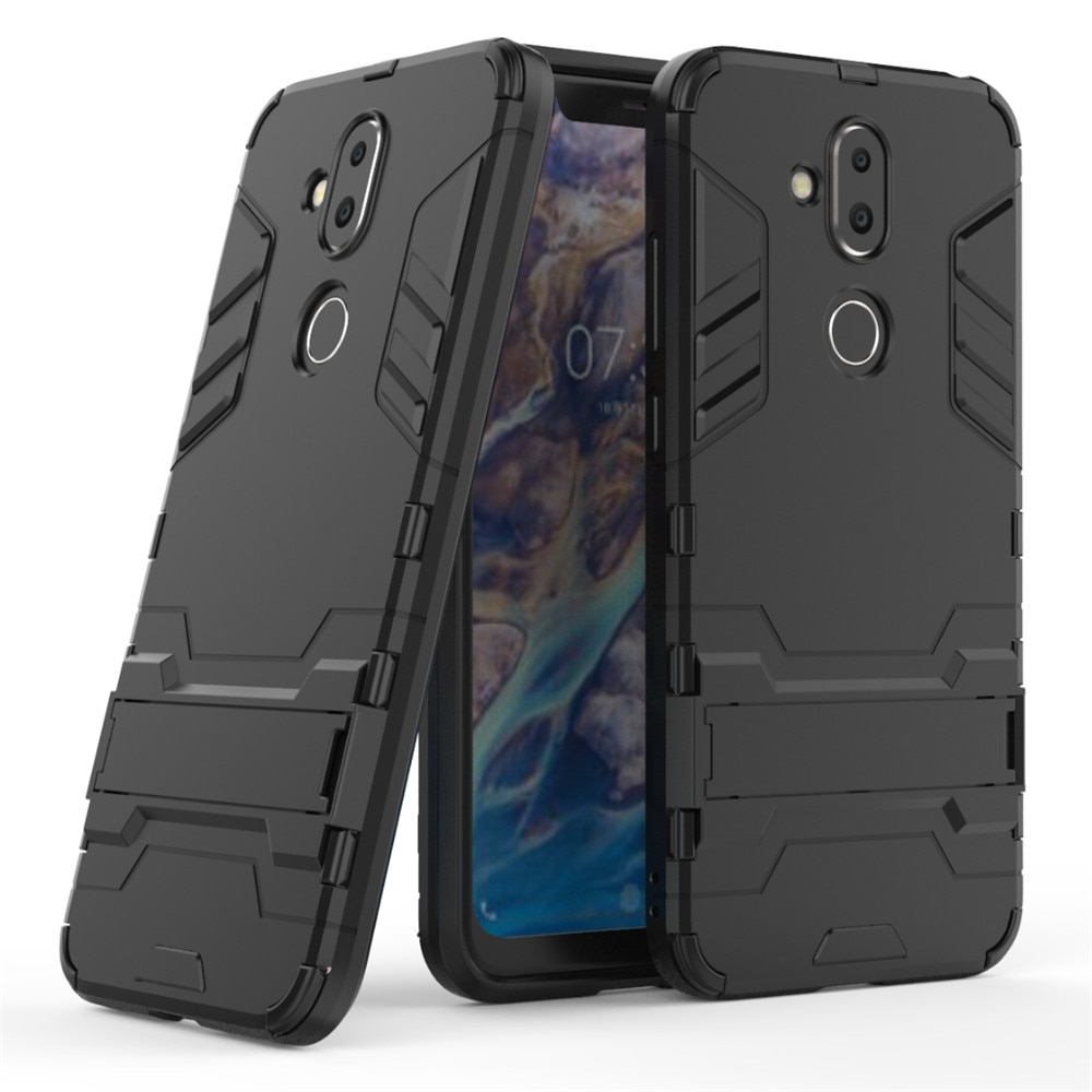 เคส Nokia 8.1 / X7 #เคสฝาหลังพลาสติก ไฮบริด TPU + Kickstand สีสันสวยงามทันสมัย
