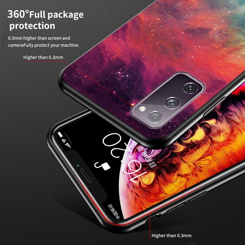เคส Samsung Galaxy Note 20 / Note 20 5G #เคสฝาหลัง Gradient Color Glass + PC + TPU Hybrid Case