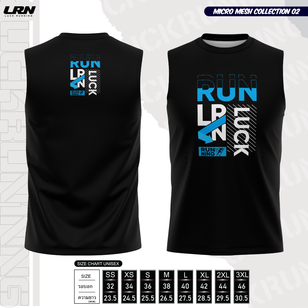 เสื้อวิ่งพิมพ์ลายแขนกุด LRN Collection 02 เนื้อผ้า Micro Mesh สำหรับวิ่งมาราธอน (MM10-02)