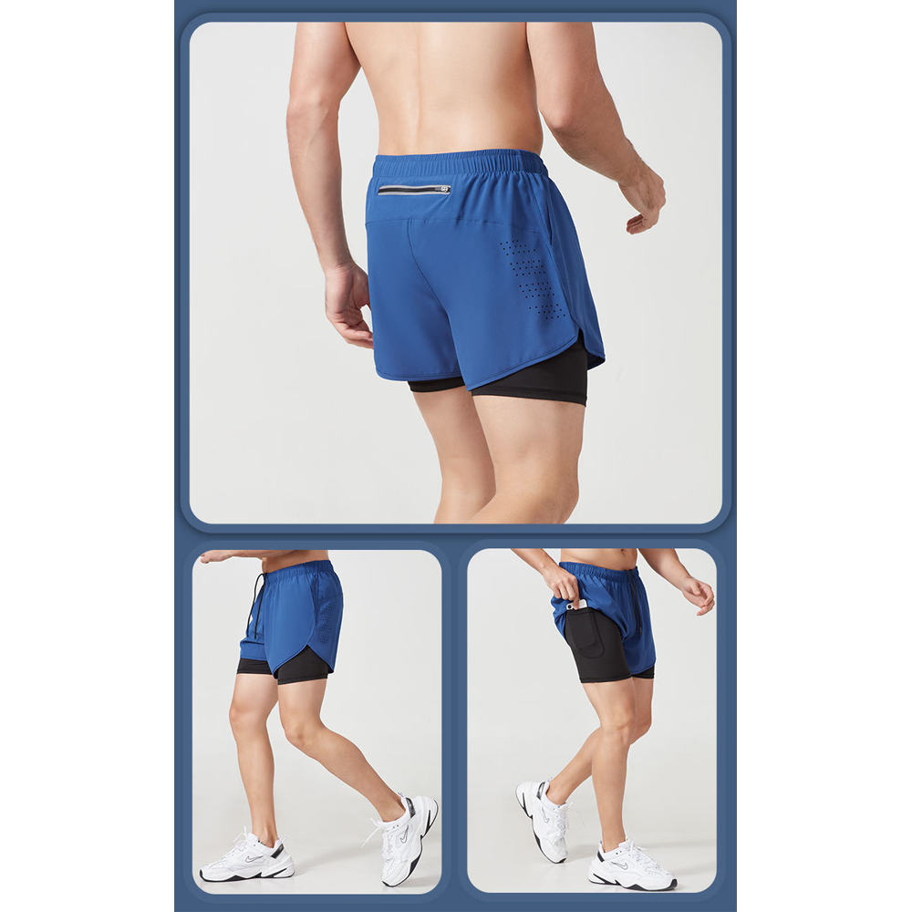 กางเกงวิ่งมาราธอน 2-in-1 โลโก้เรืองแสง (F26)