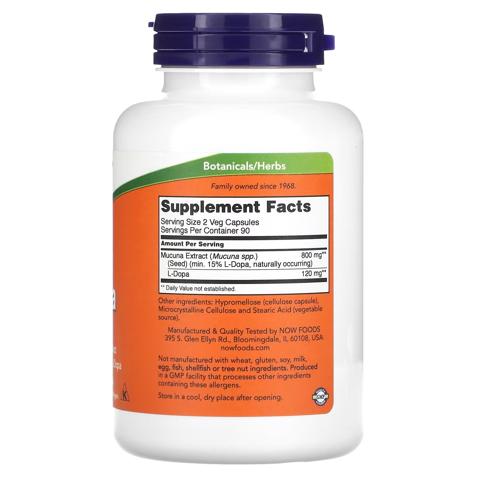20% Sale!!! EXP:12/2025 Now Foods® Standardized Dopa Mucuna 800 mg 180 Veg Capsules Kosher สารสกัดเมล็ดหมามุ่ย