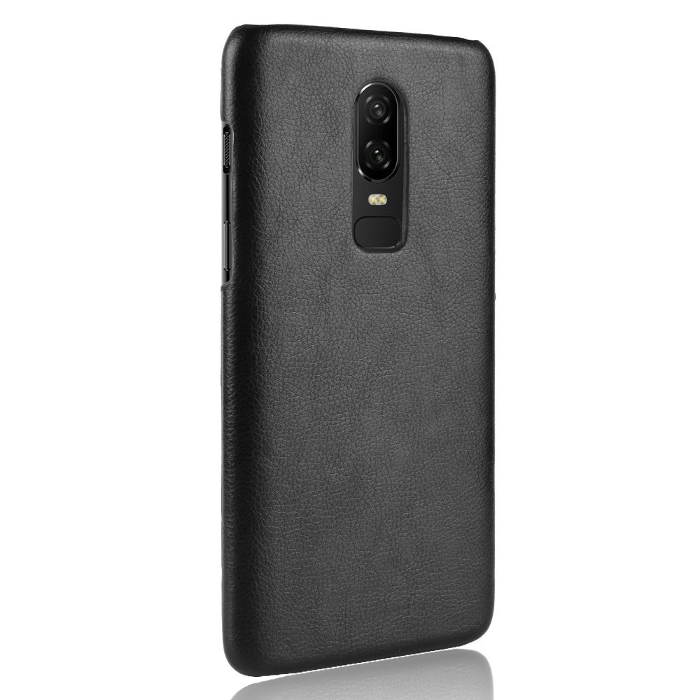 Case OnePlus 6 #เคสฝาหลังพลาสติกแข็งเคลือบหนัง PU ผิวลิ้นจี่ เคสคุณภาพดีราคาถูก