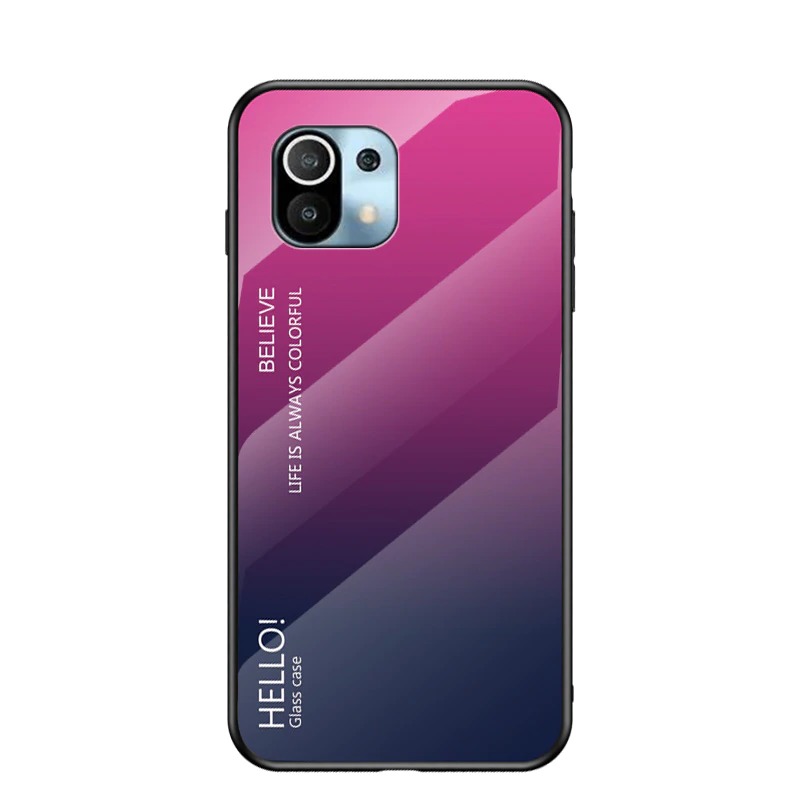 เคส Xiaomi Mi 11 #เคสฝาหลัง Gradient Color Glass + PC + TPU Hybrid Case