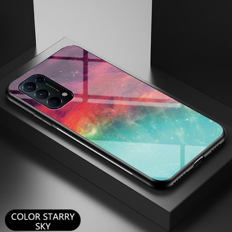 เคส OPPO Reno 5 Pro 5G #เคสฝาหลัง Gradient Color Glass + PC + TPU Hybrid Case
