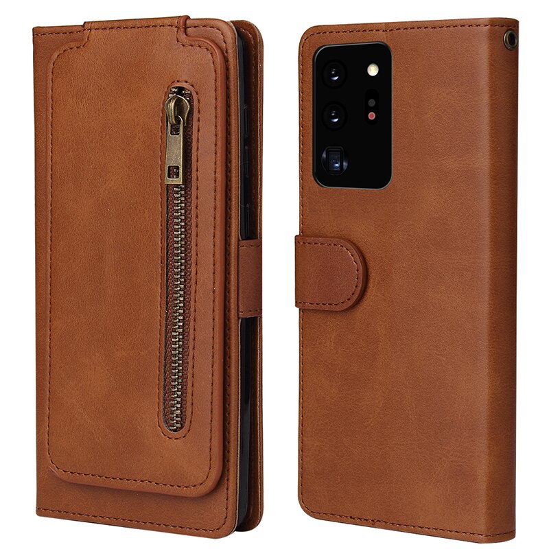 Case Samsung Galaxy Note 20 Ultra / Note 20 Ultra 5G #เคสฝาพับแบบกระเป๋าสตางค์ช่องใส่บัตรหลายช่อง Multi-slot Wallet Zippered Leather พร้อมสายคล้อง
