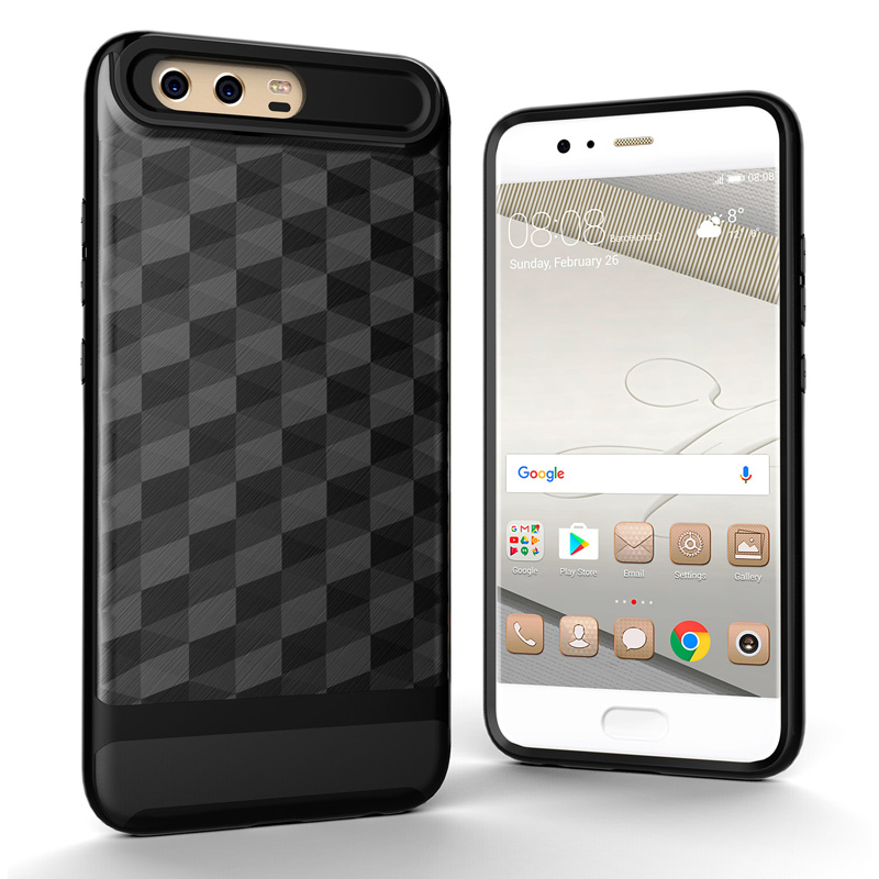 เคส Huawei P10 #เคสรูปแบบ Rhombus แบบ 2-in-1 Shell Hybrid TPU + PC